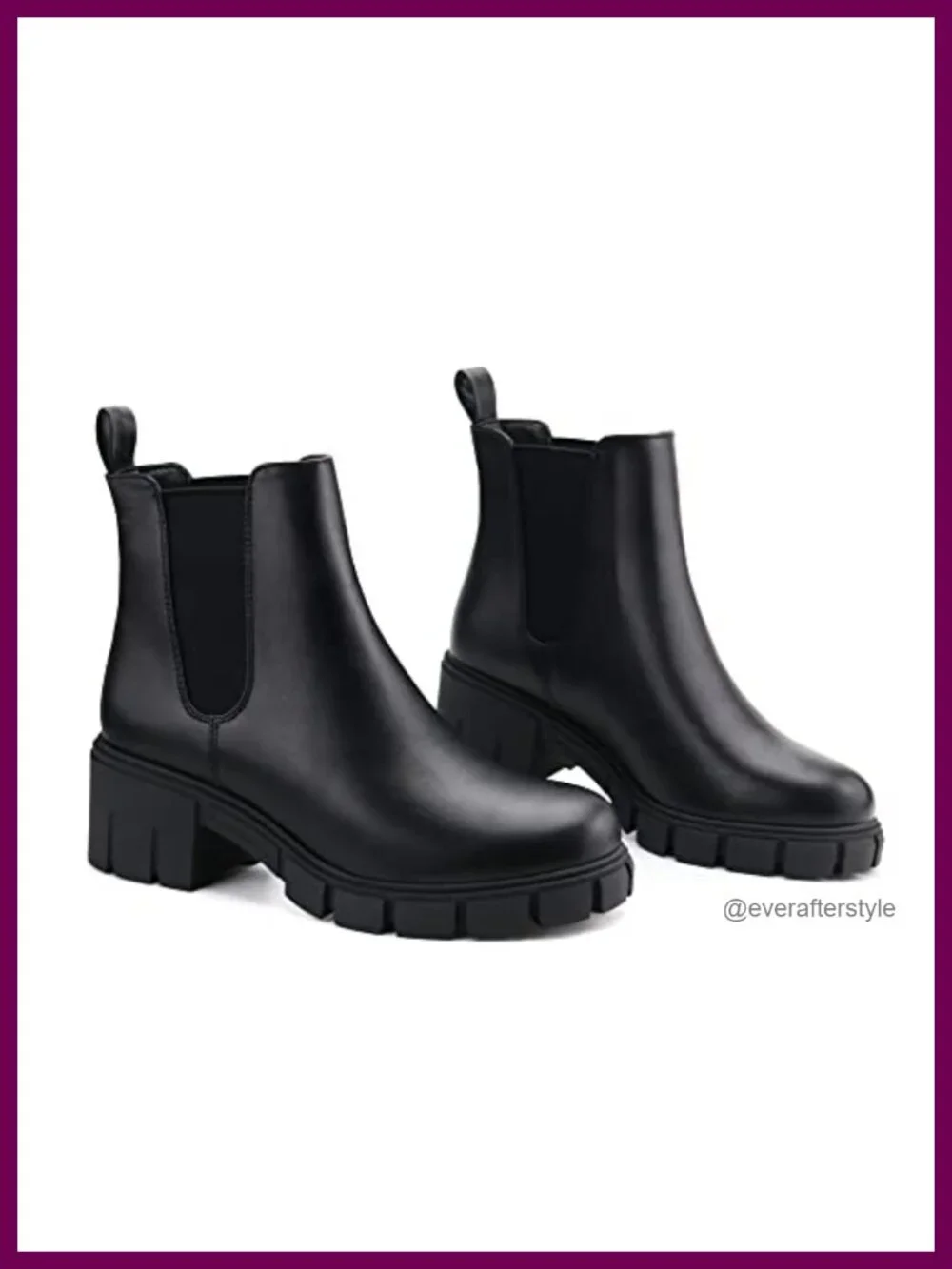 Women Chelsea Ankle Boots Platform Block Heel Slip On Booties Faux Leather Suede